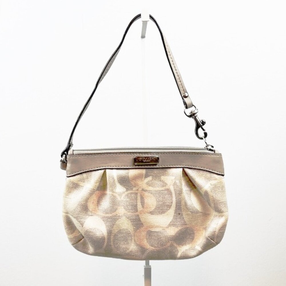 Coach Pastel Multicolor Signature Monogram Fabric Leather Wristlet